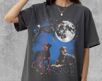 Comfort Colors® Three Doberman Moon Shirt, T-shirt, Toddler Shirt, Sweatshirt Gift for Him Her