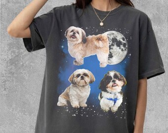 Comfort Colors® Three Shih tzu Moon Shirt, T-shirt, Toddler Shirt, Sweatshirt Gift for Him Her