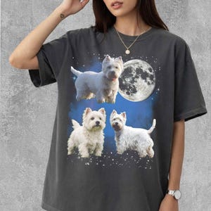 Comfort Colors® Three Westie Moon Shirt, T-shirt, Toddler Shirt, Sweatshirt Gift for Him Her image 1