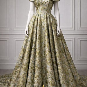 Jacquard Gold Dress - Etsy