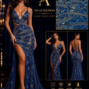 Blue and Gold Evening Dress - Etsy
