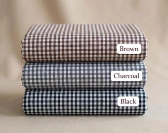 Brown Gingham Fabric by the Yard | 1/8" Small Check Poly Cotton, 60" Wide | Dress Quilting Picnic Tablecloth Apron Sewing Material