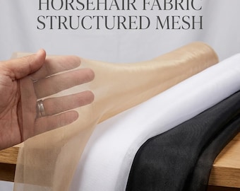 Horsehair Crinoline Fabric by Yard 60 Inch Wide Stiff Nylon Mesh Fabric for Skirts Dresses Bridal Gown Petticoat Costume Sewing