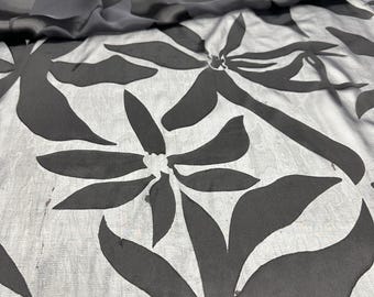 Black Silk Chiffon Jacquard Fabric by the Yard, Sheer Floral Burnout Chiffon, Luxury Designer Dress Fabric Lightweight Evening Wear Material