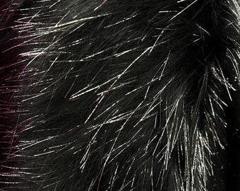 Black Sparkle Faux Fur Fabric – Long Pile Shiny Fake Fur – Luxury Glitter Fur for Coats, Costumes, Crafts & Home Decor