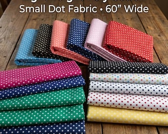 Small Polka Dot Poly Cotton Fabric by Yard, Lightweight 60" Wide Crafts Home Decor