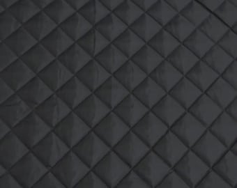 Black Diamond Quilted Satin Fabric, Padded Lining