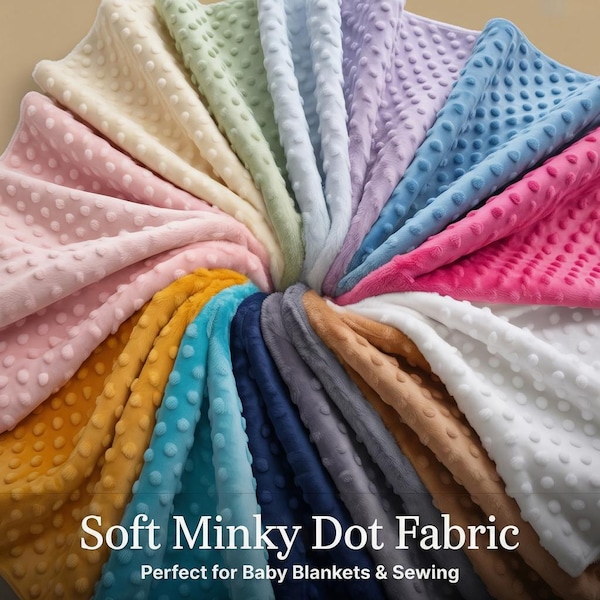 Minky Dot Fabric by the Yard  Plush Cuddle Material, 60" Wide