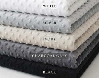 Tela Minky suave con lunares, cortada a medida – Poliéster afelpado con textura de hoyuelos para mantas y almohadas.