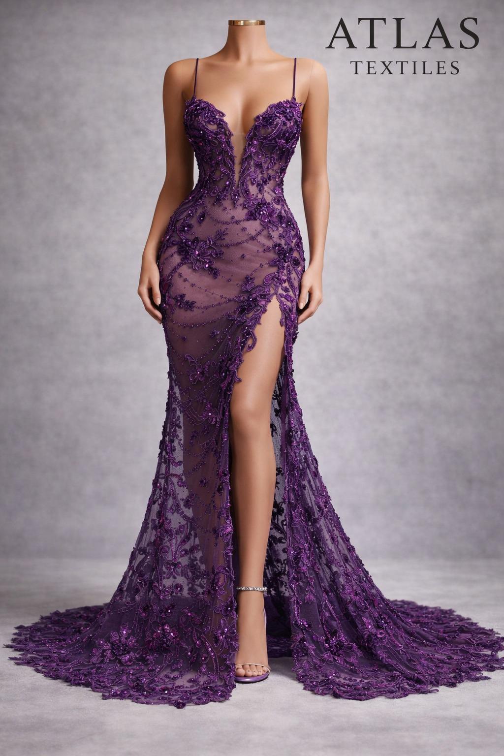 chinese dress ladies Purple A Line V Neck Lace Satin Long Prom Dresses, Lace Purple Formal –  abcprom