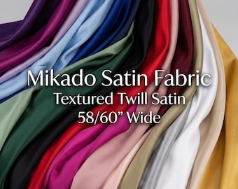 Mikado Satin Fabric, Textured Twill, Bridal Gowns, Formal Sewing (58/60" Wide)