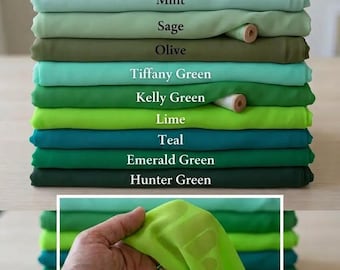 Sage Green Chiffon Fabric by Yard | Mint Emerald Teal Olive Forest Green | Bridesmaid Wedding Dress Material