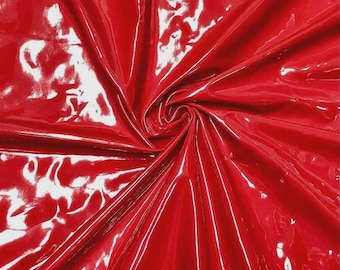 Shiny Red 4-Way Stretch Vinyl Fabric, Latex Look Costume Fashion