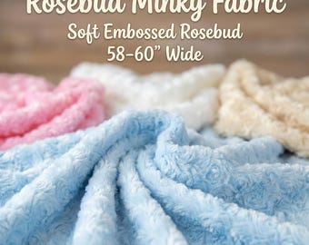 Rosebud Embossed Minky Fabric  Plush Fleece, 58-60" Wide