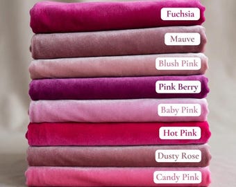 Pink Stretch Velvet Fabric by Yard: Soft Velour, 4-Way Stretch 58" Wide for Sewing
