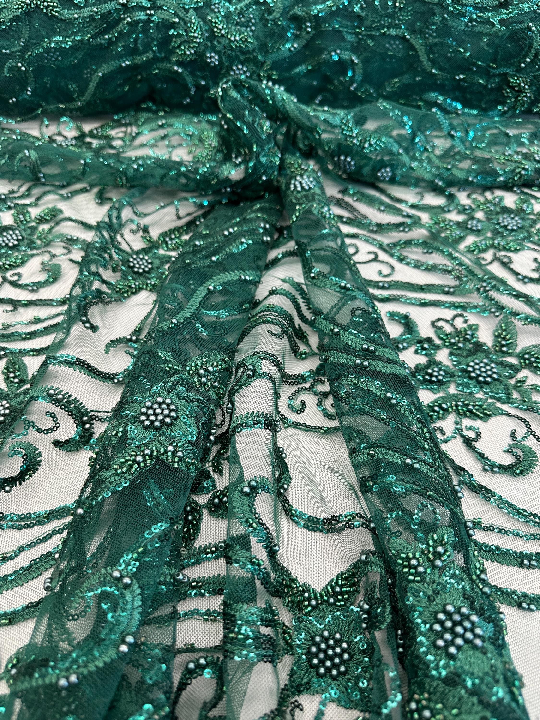 Emerald Green Embroidered Fabric - Etsy Emerald Green Embroidered Fabric - Etsy