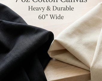7 oz Natural Cotton Canvas Fabric  Heavy Duty 60" Wide, By The Yard