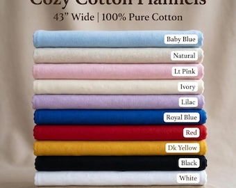 100% Cotton Flannel Fabric  Soft Brushed Cloth, 43" Wide for Quilting, Pajamas, Blankets