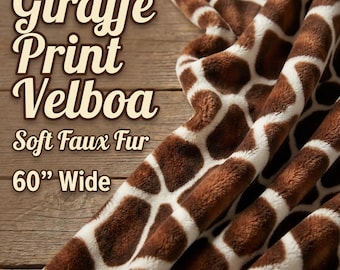Tela de piel sintética Velboa con estampado de jirafa de 60" de ancho, corte animal a medida