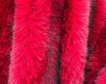 Red Short Pile Faux Fur Fabric By The Yard, Luxury Scarlet Red Fake Fur Material, Soft Costume Fur, Jacket Fur, Craft Upholstery Fabric