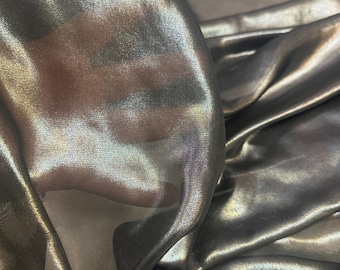 Black Silver Metallic Chiffon Fabric by the Yard | Sheer Shimmer Chiffon | Lightweight Sparkle Fabric for Evening Dresses, Bridal, Costumes