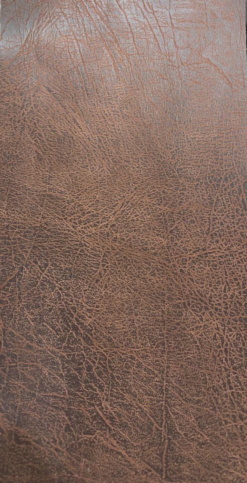 Brown Distressed Faux Leather Fabric Vintage Style Pleather PVC - Etsy