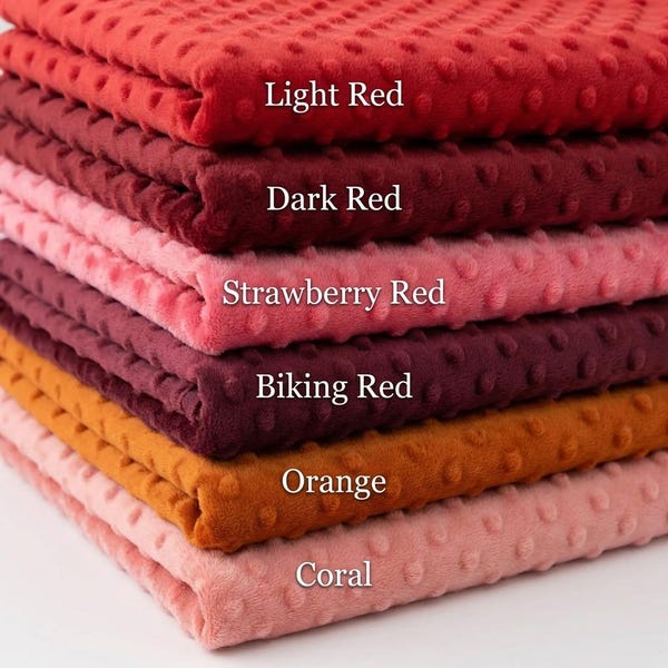 Red Minky Dot Fabric by Yard  Plush Dimple Texture for Blankets, Pillows