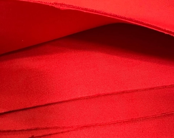 Tecido de neoprene vermelho vivo com elasticidade bidirecional, malha scuba, vendido por metro.