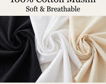 100% Cotton Muslin Fabric by the Yard | 63” Wide Natural Muslin | Quilting, Backdrops, Drapes & Apparel