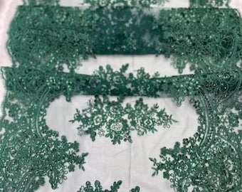 Embroidered Lace Table Runner 20" Wide Sequin Sheer Lace Mesh Tablecloth for Home Decor Wedding & Everyday Tables
