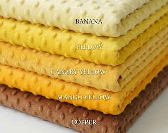 Yellow Minky Dot Fabric by Yard  Plush Dimple Texture for Blankets, Pillows