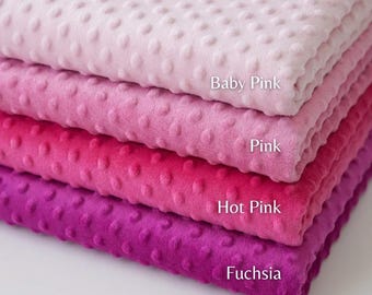 Mantas para bebé de tela Minky rosa con lunares, cortadas a medida, con textura suave y gomosa, de 152 cm de ancho.