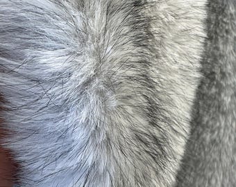 Luxury Silver Fox Faux Fur Fabric by the Yard, Ultra Soft Short Pile Fur, Gray White Faux Fur Material, Plush Fur for Coats, Blankets