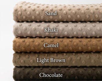 Brown Minky Dot Fabric by Yard  Plush Dimple Texture for Blankets, Pillows
