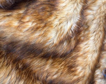 Golden Brown Fox Faux Fur Fabric, 60" Wide Luxury Shag