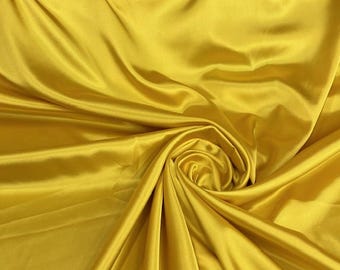 Yellow Stretch Satin Charmeuse Fabric by Yard Silky Bridal Dress Material