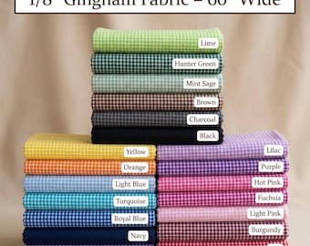 1/8 Inch Gingham Fabric by Yard  60" Wide Poly Cotton Checkered Sewing Material