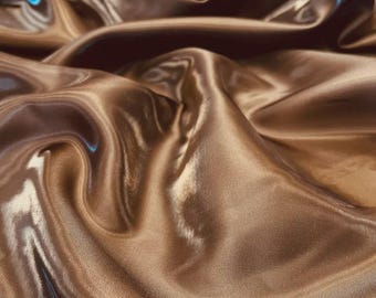 Bronze Liquid Satin Fabric, Glossy Drape, Costume  Dress Fabric