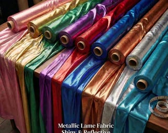 Metallic Tissue Lame Fabric by Yard | 60" Wide Shiny Costume / Decor Material