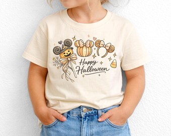 Camiseta de Halloween "No tan aterradora", camiseta con lazo y orejas de calabaza Coquette, camiseta de Magic Kingdom