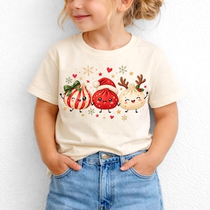 Weihnachtsshirt mit Knödelmotiv für Kinder, lustiges T-Shirt für Mädchen, festliches Outfit für Kleinkinder, Kawaii-Sweatshirt als Geschenk