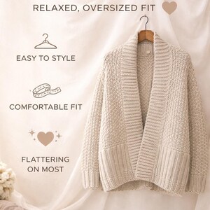 Cárdigan de punto grueso extragrande: Suéter acogedor de estilo coreano, cuello en V, otoño/invierno imagen 5