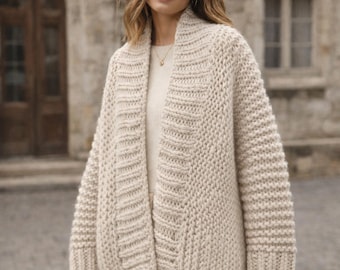 Oversized Chunky Knit Cardigan: Cozy Korean Style Sweater, V Neck Fall Winter