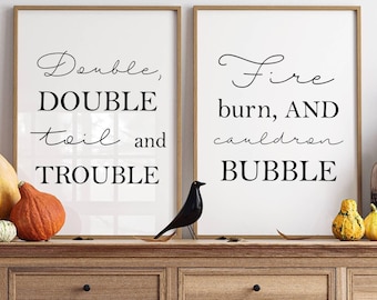 Toil & Trouble, Halloween Kunst, Herbst Zeichen, Halloween Dekorationen, Herbst Kunst, Shakespear Zitat, Hexe, Halloween Party, Foyer