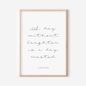 Charlie Chaplin Citazione, Stampa Risate, Arte da parete ispiratrice, Arredamento motivante, Decorazione da parete Home Office, Poster, Affermazione, Nuovo regalo per la casa