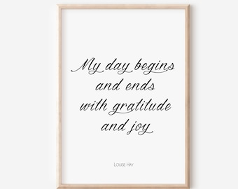 Louise Hay Zitat Druck, Dankbarkeit, Inspirierende Wandkunst, druckbar, motivierende Deko, Home Office, Manifestierendes Zitat, Poster, Affirmation