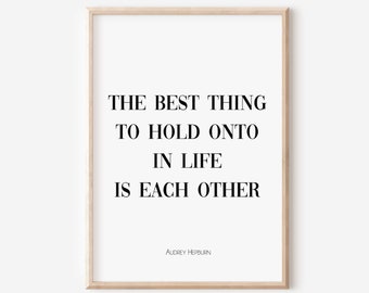 Audrey Hepburn Citazione Stampa, Famiglia, Regalo per sposi, Decorazione San Valentino, Citazioni famose, Decorazione da parete per l'home office, Segni di nozze, Poster
