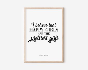 Audrey Hepburn Citazione Stampa, Ragazze Nursery Art, Decorazione della camera da letto della ragazza carina, Ufficio domestico femminile, Parete della galleria chic, Regalo per la doccia del bambino della ragazza