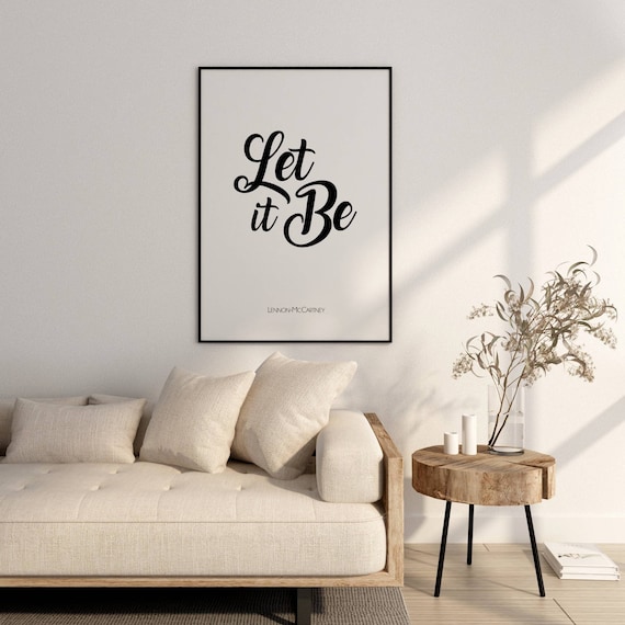 Let it Be、ビートルズの歌詞、印刷可能な壁飾り、白黒アート