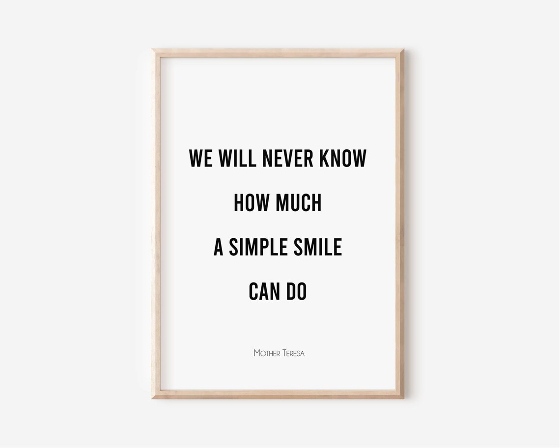 Mother Teresa Quote Print, Smile More, Inspirational Wall Art ...